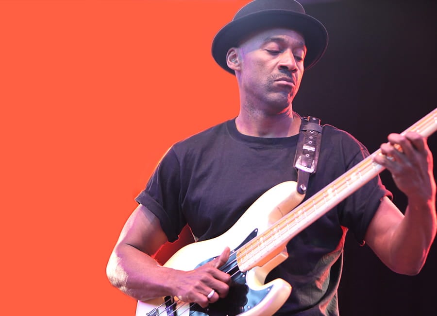 Bassist Marcus Miller performing on stage
